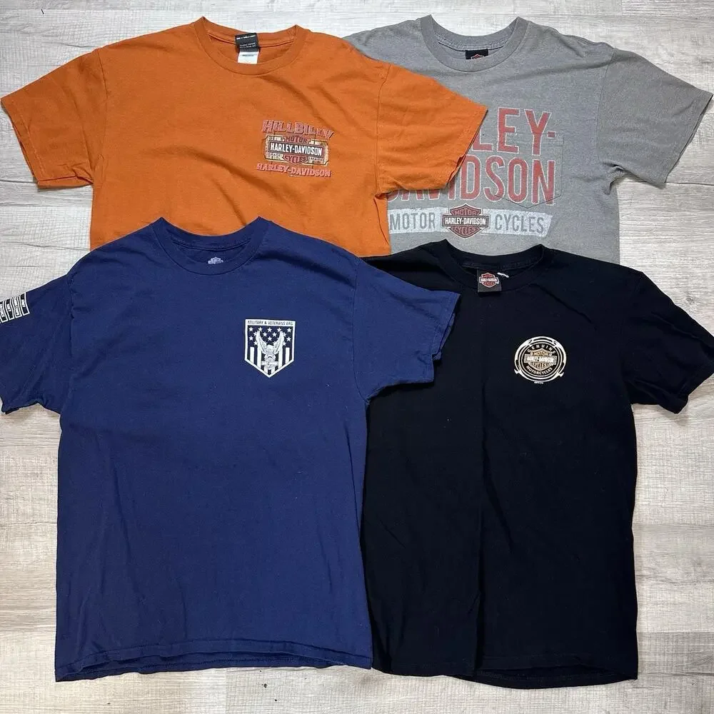 Lot of 4 Harley Davidson Short Sleeve T-Shirts Bundle Men's Size Large Dbl Sided